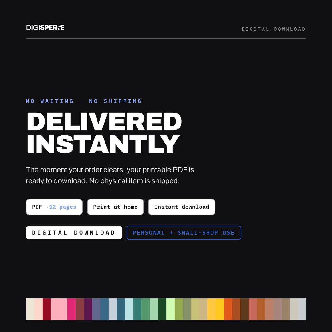 DMC Color Chart Printable | 489 Embroidery Floss Shades with Hex Codes | Cross Stitch Thread Color Guide | Instant Digital Download PDF
