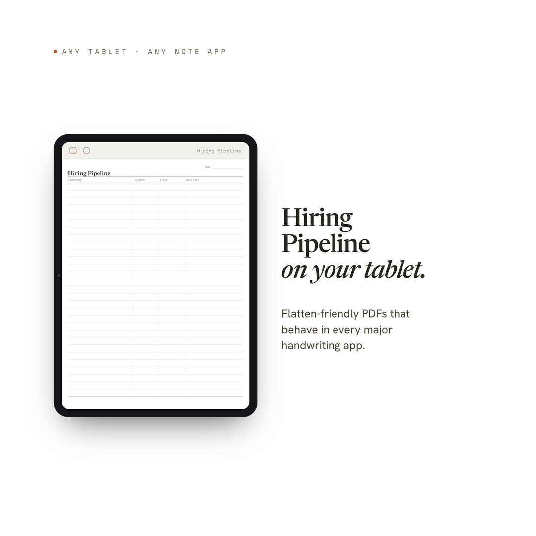 Hiring Pipeline Planner Insert | Hr Planner | GoodNotes iPad PDF | Digital Download