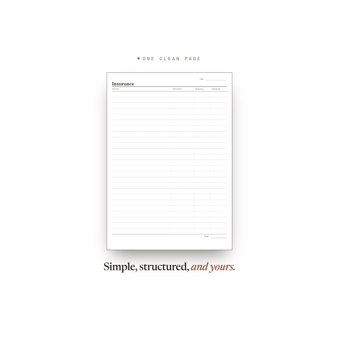 Insurance Planner Insert | Operations Planner | GoodNotes iPad PDF | Digital Download