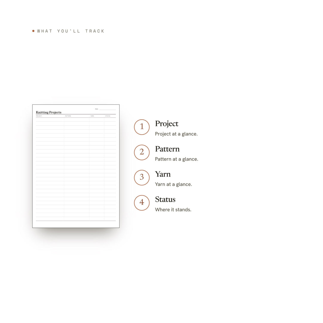 Knitting Project Tracker | Yarn + WIP Log | GoodNotes + iPad PDF | Instant Download