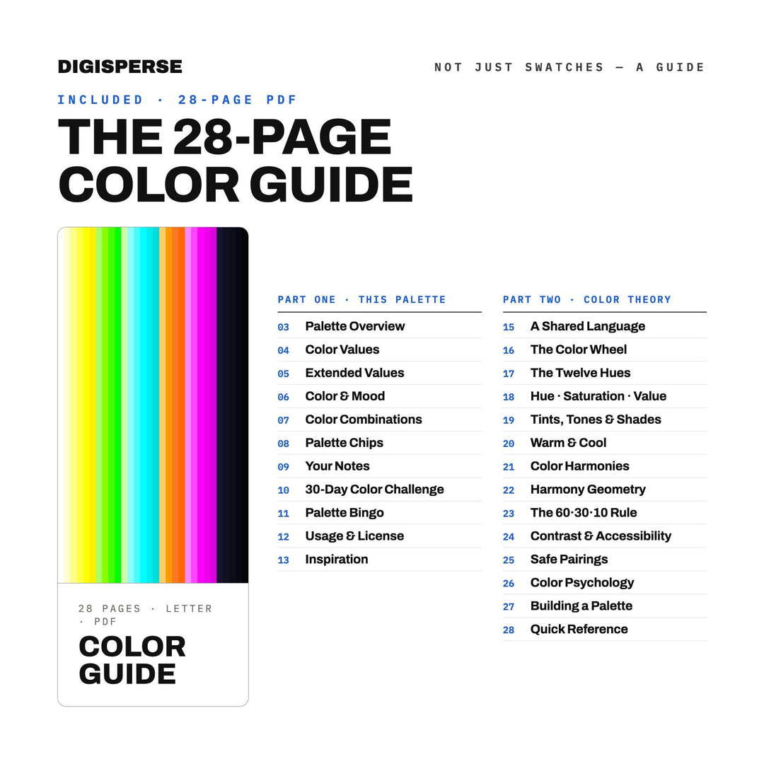 Rave Culture Color Palette | 30 Colors | Hex RGB CMYK | Color Guide | Procreate Swatches + ASE | Digital Download