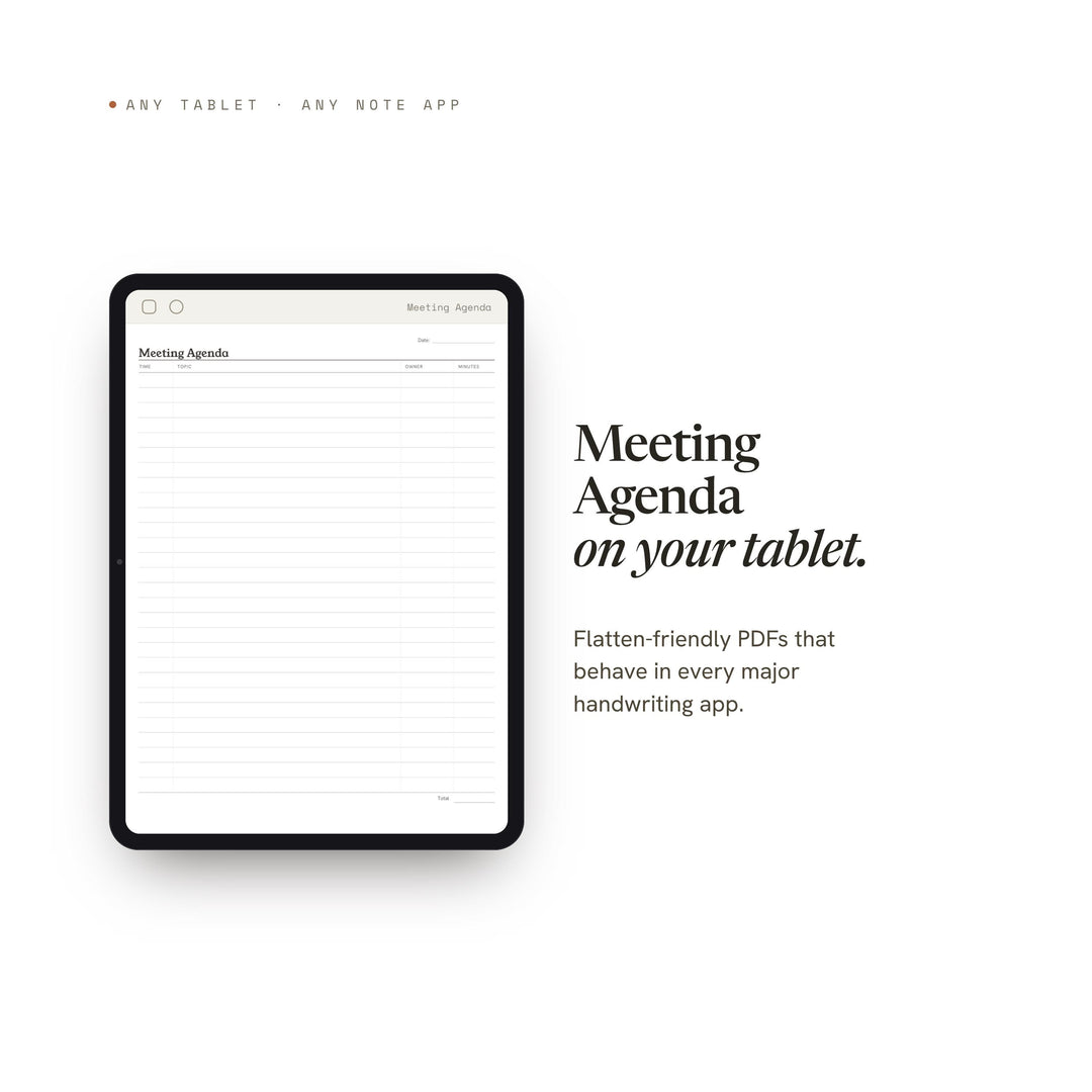 Meeting Agenda Planner Insert | Meeting Notes | GoodNotes iPad PDF | Digital Download