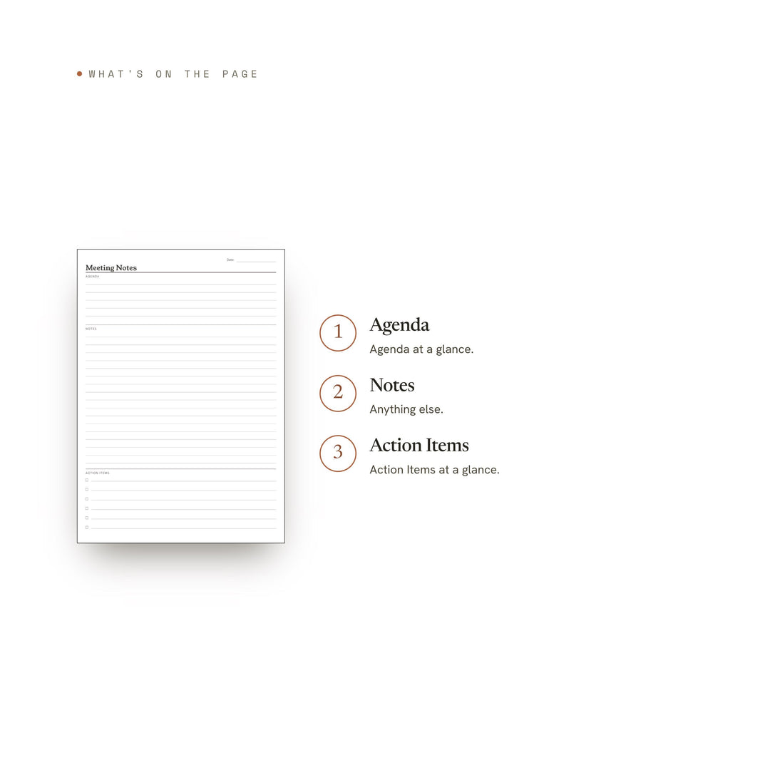 Meeting Notes Planner Insert | Study Planner | GoodNotes iPad PDF | Digital Download