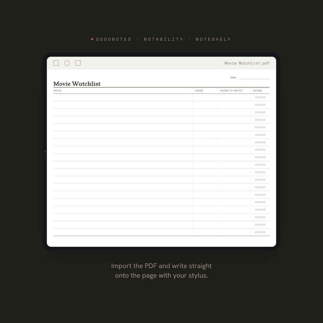 Movie Watchlist printable planner insert — preview image 5 of 20