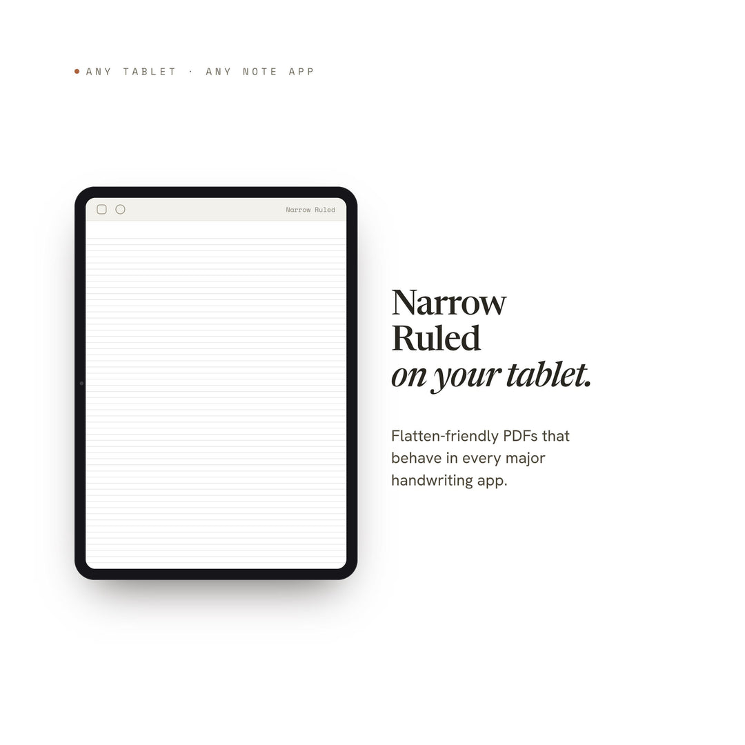 Narrow Ruled Planner Insert | Lined Paper | GoodNotes iPad PDF | Digital Download