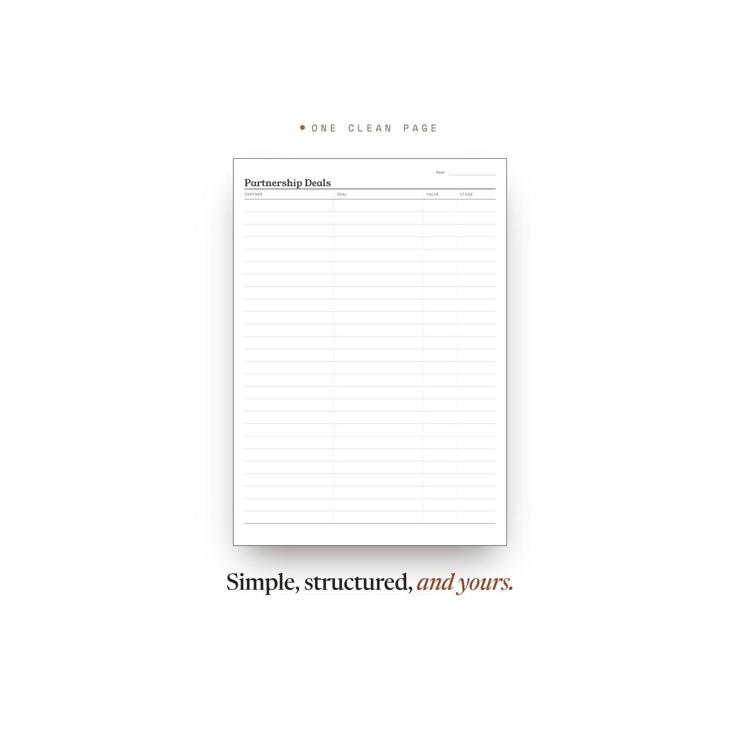 Partnership Deals Planner Insert | Sales Tracker | GoodNotes iPad PDF | Digital Download