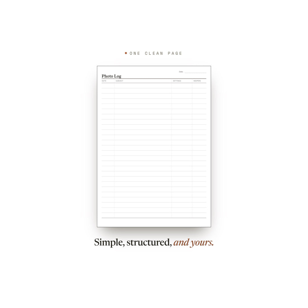 Photo Log Planner Insert | Project Log | GoodNotes iPad PDF | Digital Download