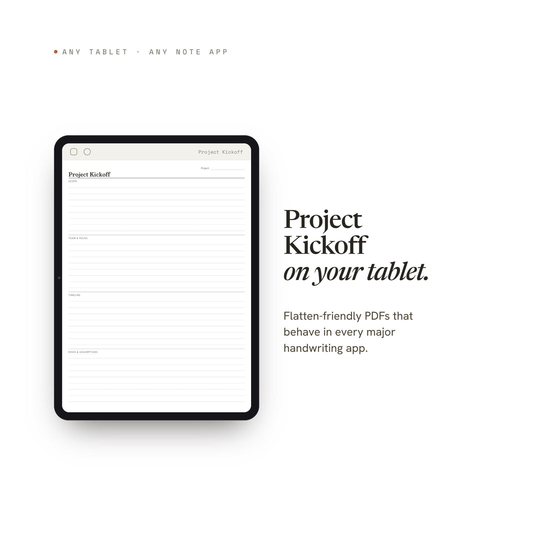 Project Kickoff Planner Insert | Project Planning, Tasks, Timeline (Digital Download)