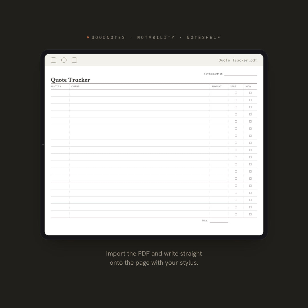 Quote Tracker Planner Insert | Client Tracker | GoodNotes iPad PDF | Digital Download