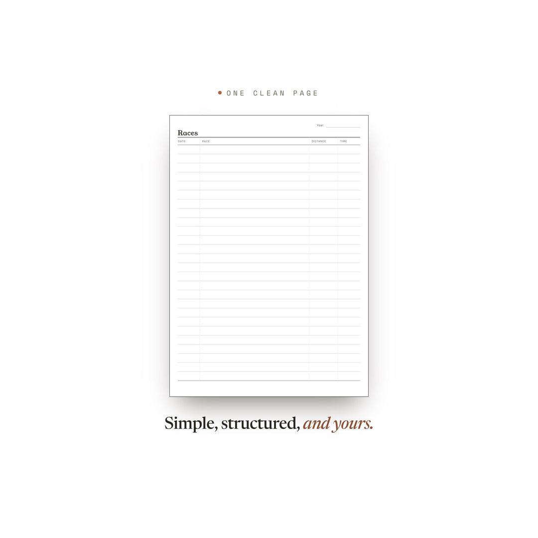Races Planner Insert | Workout Tracker | GoodNotes iPad PDF | Digital Download