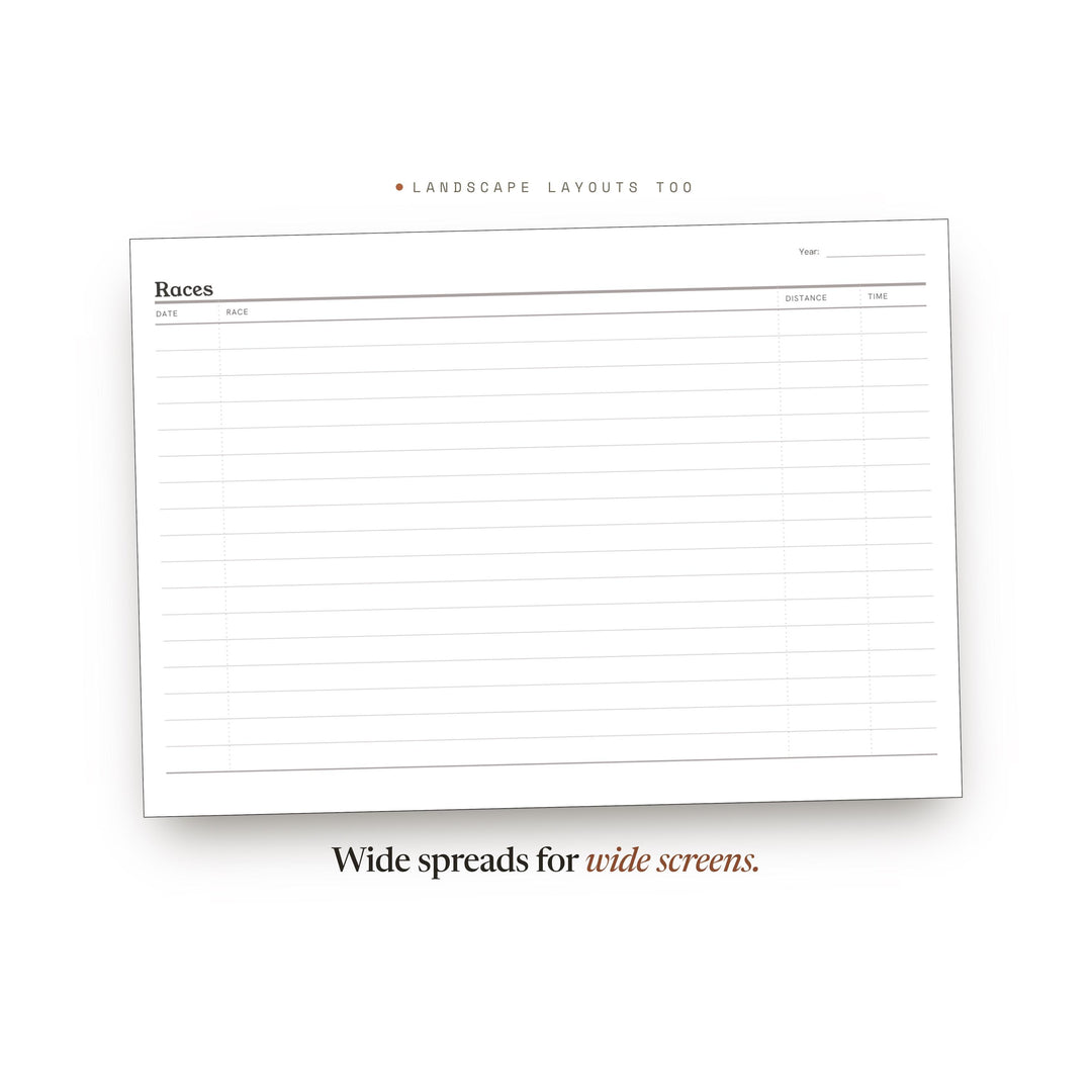 Races Planner Insert | Workout Tracker | GoodNotes iPad PDF | Digital Download