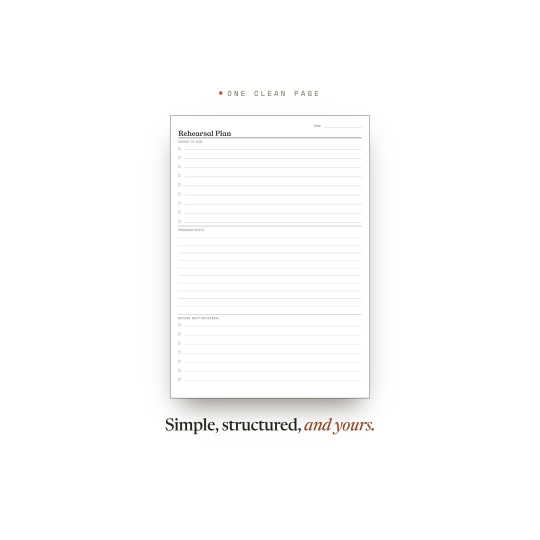 Rehearsal Plan Planner Insert | Practice Log | GoodNotes iPad PDF | Digital Download