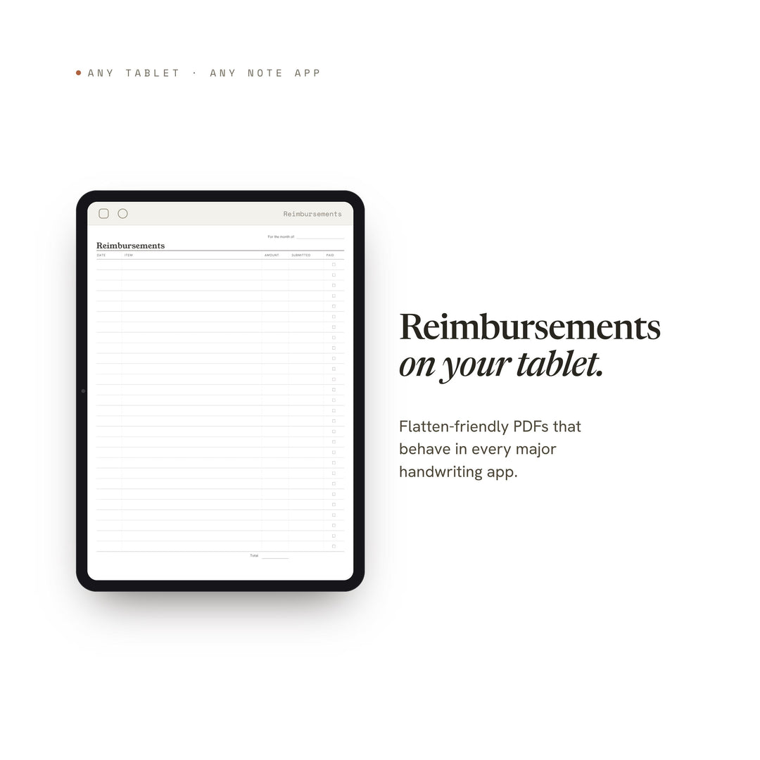 Reimbursements Planner Insert | Expense Tracker | GoodNotes iPad PDF | Digital Download