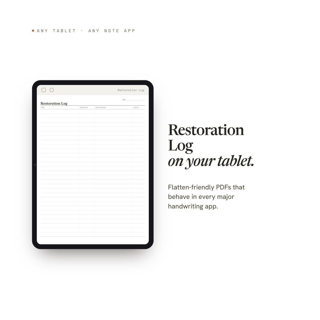 Restoration Log printable planner insert — preview image 6 of 20