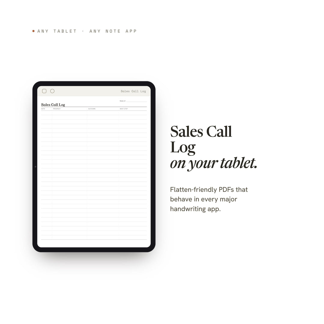 Sales Call Log Planner Insert | Client Tracker | GoodNotes iPad PDF | Digital Download