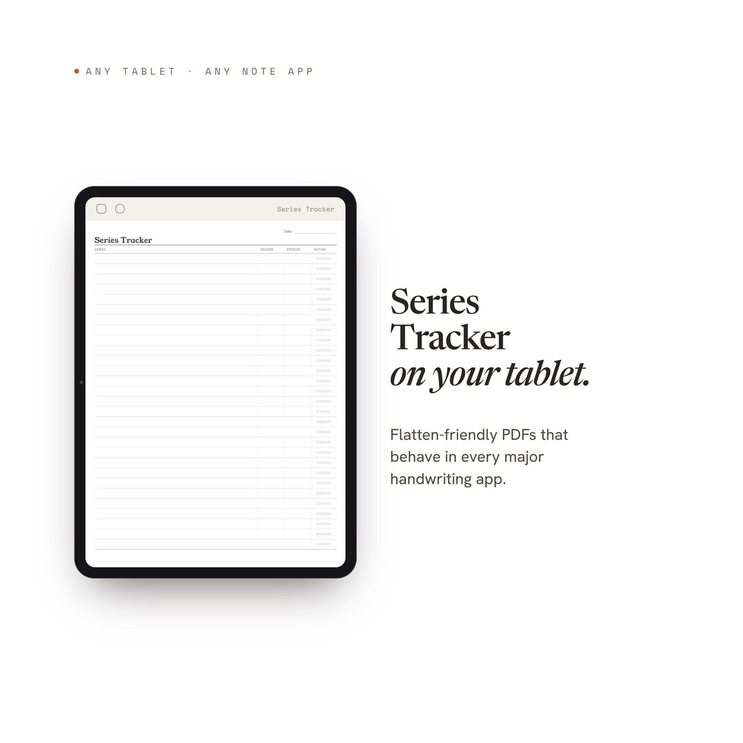 Series Tracker Planner Insert | Hobby Tracker | GoodNotes iPad PDF | Digital Download