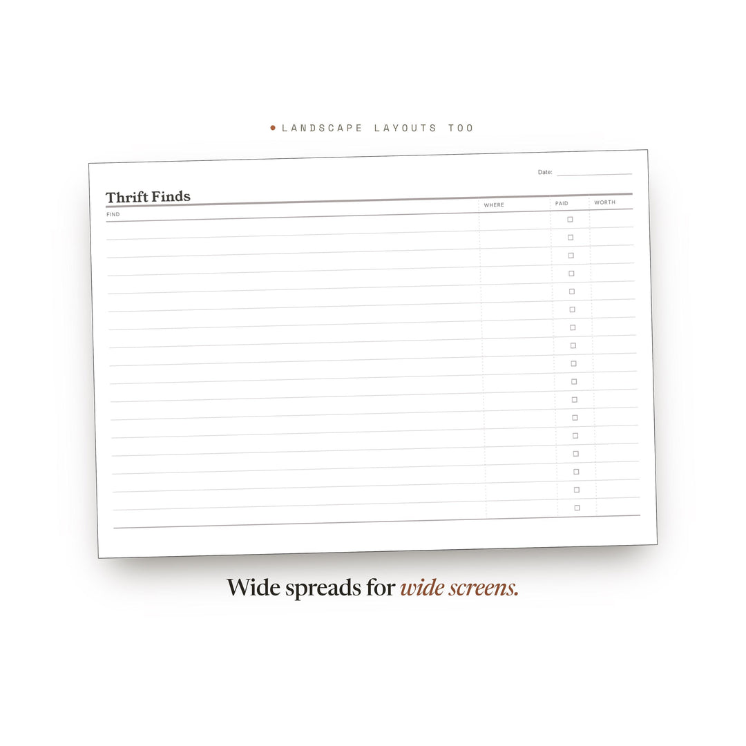Thrift Finds Planner Insert | Collection Log | GoodNotes iPad PDF | Digital Download