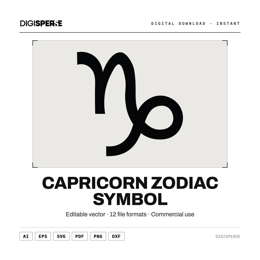 Capricorn SVG PNG | Zodiac Graphic 12 File Formats | Cricut Silhouette Sublimation Digital Download