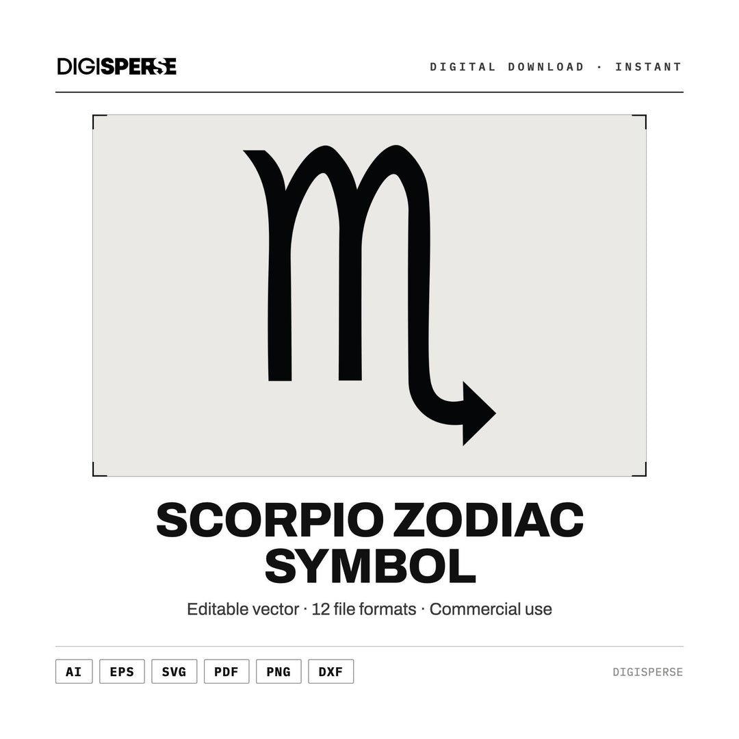 Scorpio SVG PNG | Zodiac Graphic 12 File Formats | Cricut Silhouette Sublimation Digital Download