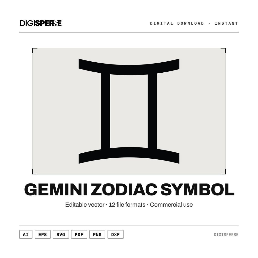 Gemini SVG PNG | Zodiac Graphic 12 File Formats | Cricut Silhouette Sublimation Digital Download