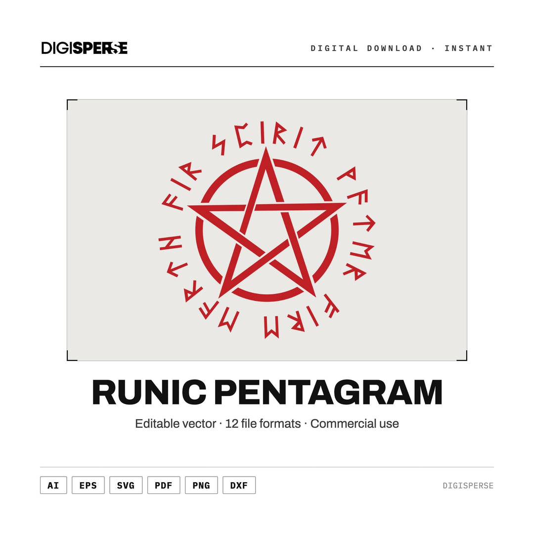 Runic Pentagram SVG PNG | Ancient Pagan Elder Futhark Symbol | Cricut Silhouette 12 Formats Download