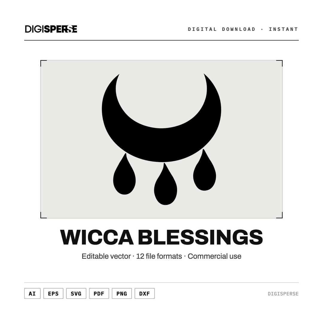 Wicca Blessings SVG PNG | Pagan Spiritual Witch Symbol | Cricut Silhouette 12 Formats Download