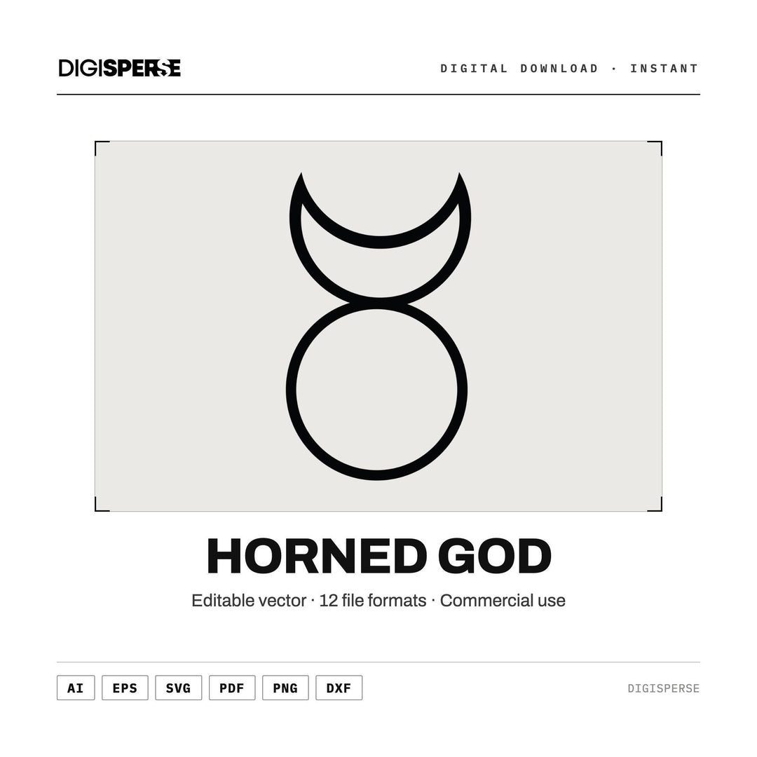 Horned God SVG PNG | Wicca Pagan Witchcraft Symbol | Cricut Silhouette 12 Formats Digital Download