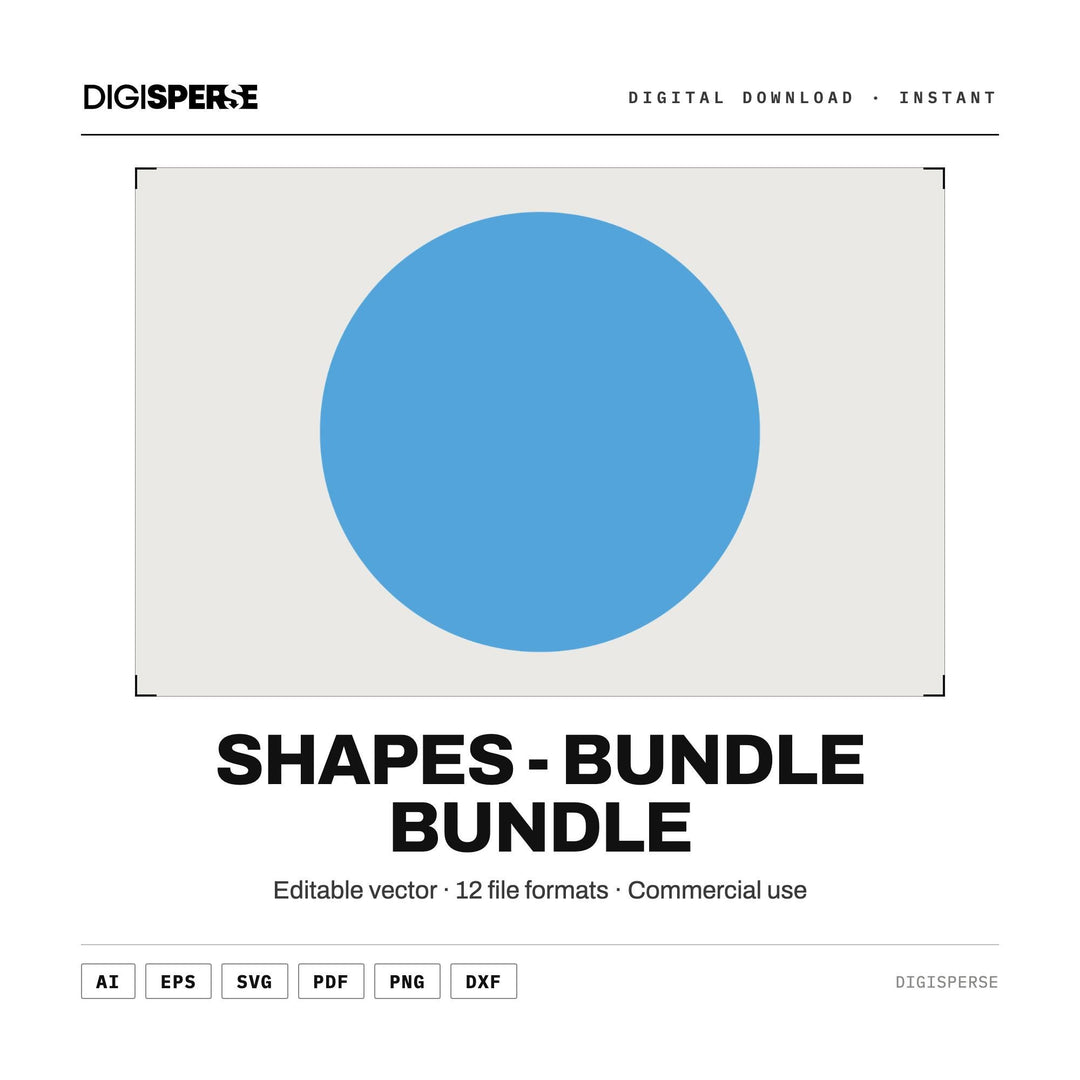 Shapes - BUNDLE Bundle SVG PNG Bundle | 10 Vector Basic Shapess Clipart | Cricut Silhouette Sublimation