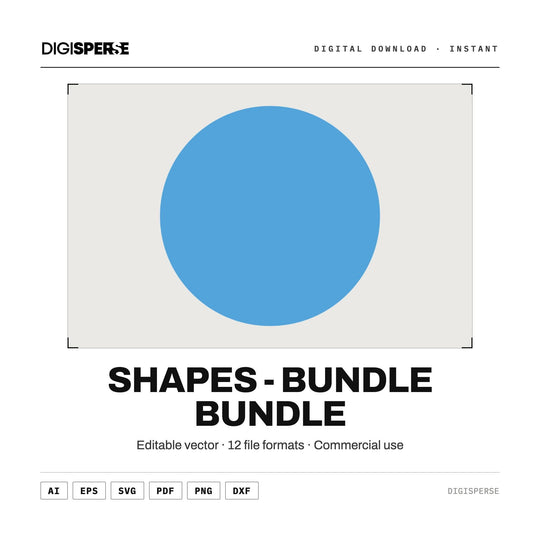 Shapes - BUNDLE Bundle SVG PNG Bundle | 10 Vector Basic Shapess Clipart | Cricut Silhouette Sublimation