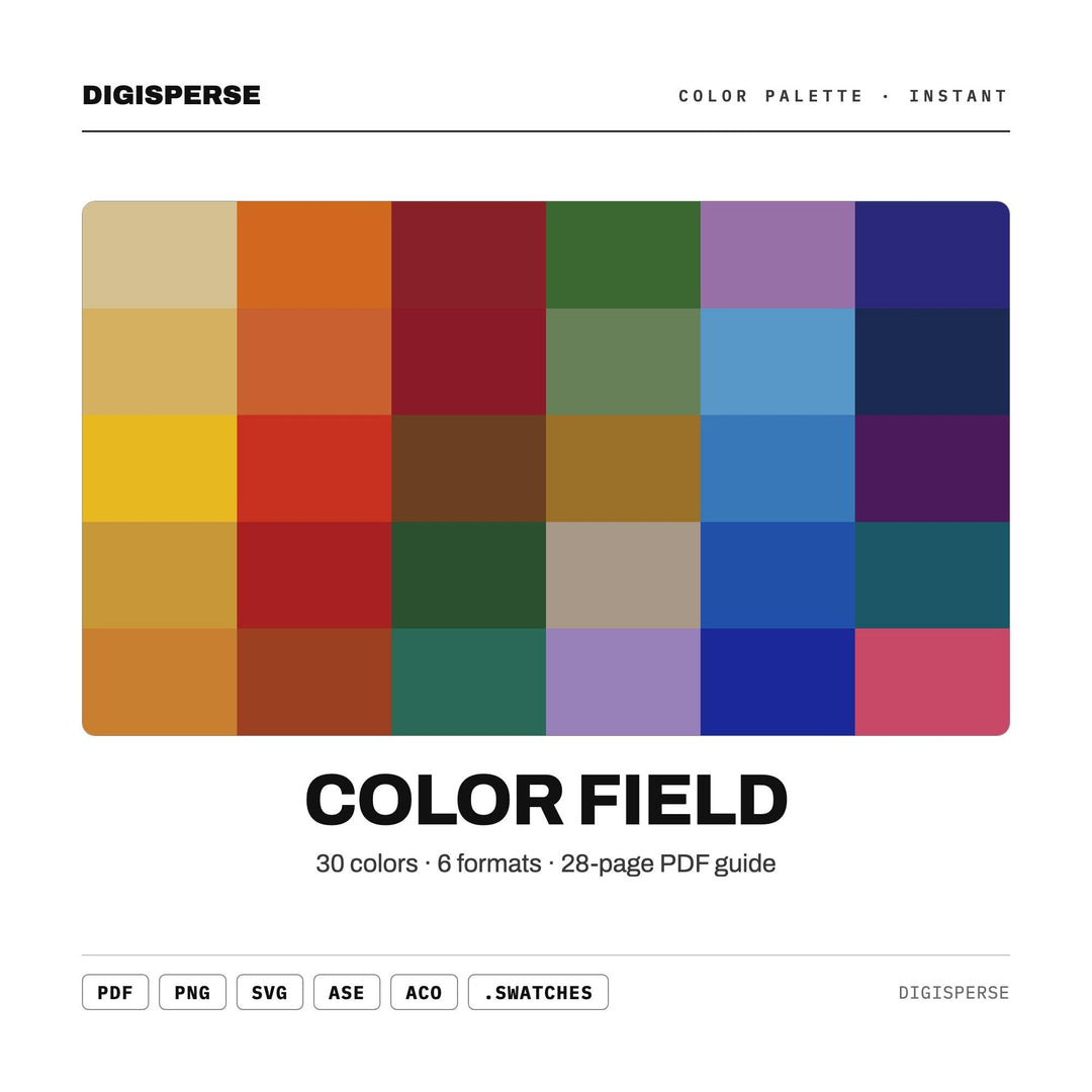Minimal Abstract Color Palette for Large Scale Wall Art and Modern Studio Branding, 30 Soft Meditative Hues, Procreate Swatches, Hex Codes
