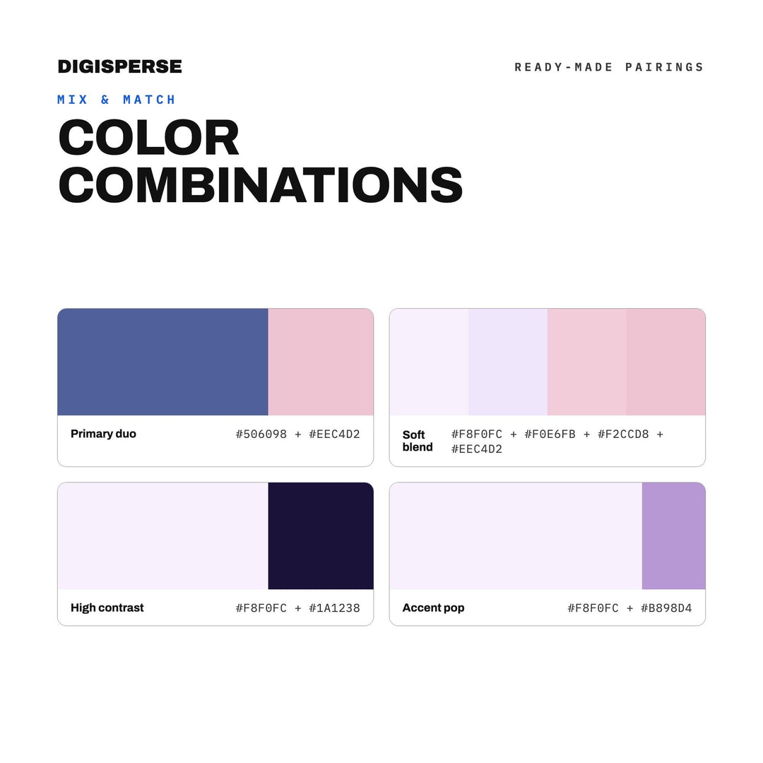 Lavender Twilight Color Palette | 30 Colors | Hex RGB CMYK | Color Guide | Procreate Swatches + ASE | Digital Download