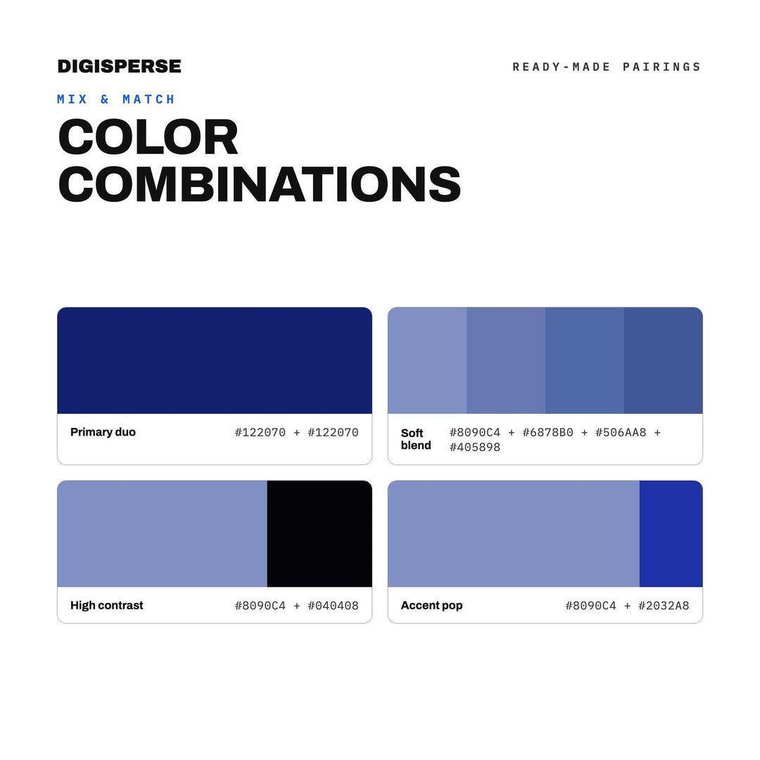 Midnight Blue Color Palette | 30 Hex RGB CMYK Swatches (Digital Download)