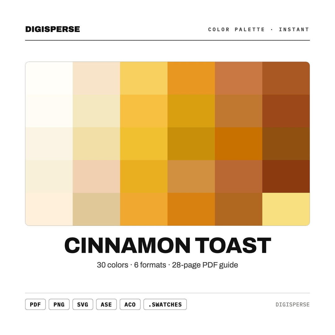 Cinnamon Toast Color Palette | 30 Warm Cozy Tones (Digital Download)
