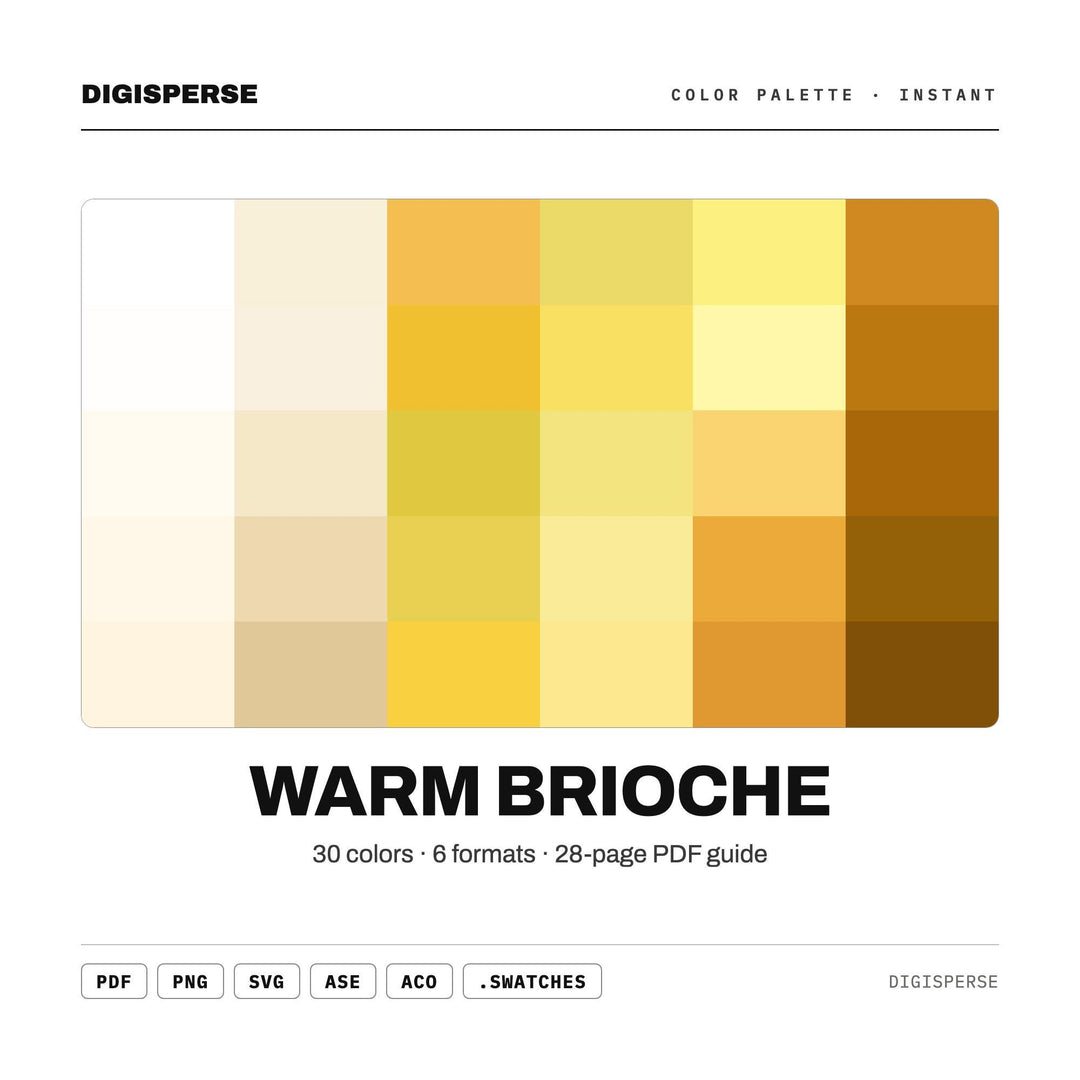 Warm Brioche Color Palette | 30 Procreate Swatches, ASE, PDF Guide (Digital Download)