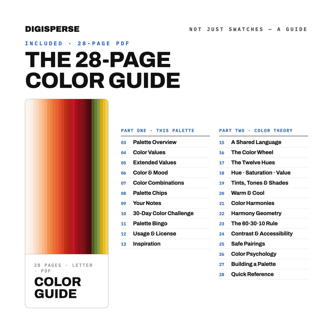 Blood Orange Color Palette | 30 Procreate Swatches, HEX, RGB, CMYK (Digital Download)