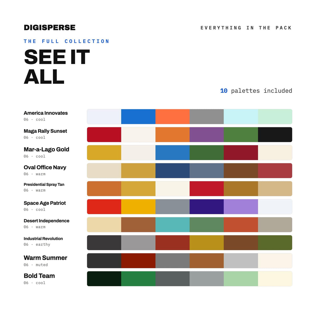 Federal Blue Color Scheme Pack, 10 Capital and Country Palettes for Government Branding, Law Office Decor and Political Design