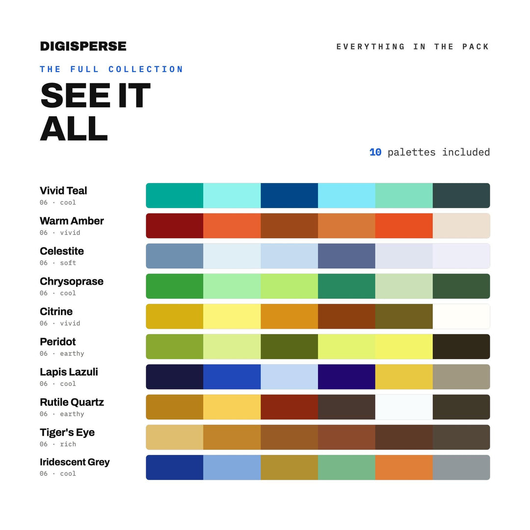 Gemstone Color Scheme Set, 10 Vault Treasure Palettes for Jewelry Brand Design, Bold Interiors and Rich Fashion Editorials