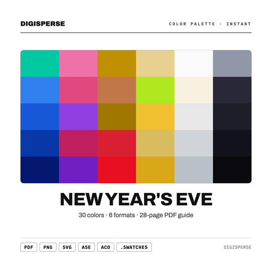 New Year's Eve Color Palette | 30 Procreate Swatches, ASE, PDF (Digital Download)