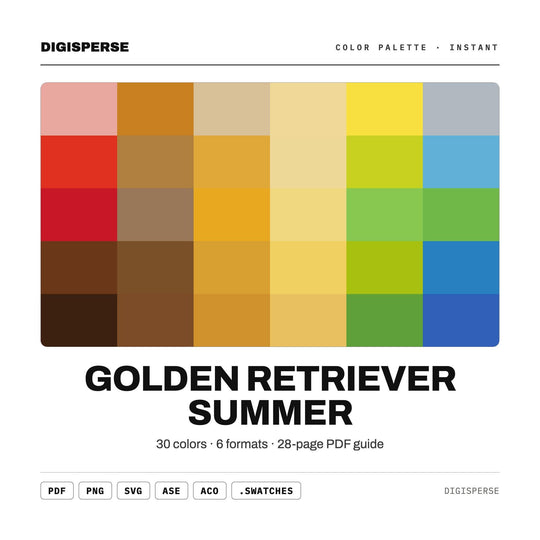 Golden Retriever Summer Color Palette | 30 Procreate Swatches, ASE (Digital Download)