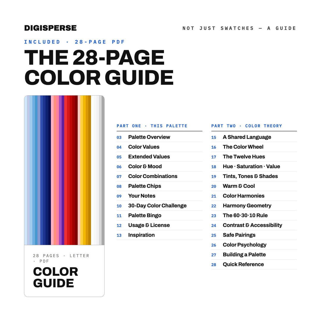 Main Street Parade Color Palette | 30 Colors | Hex RGB CMYK | Procreate Swatches + ASE | Digital Download