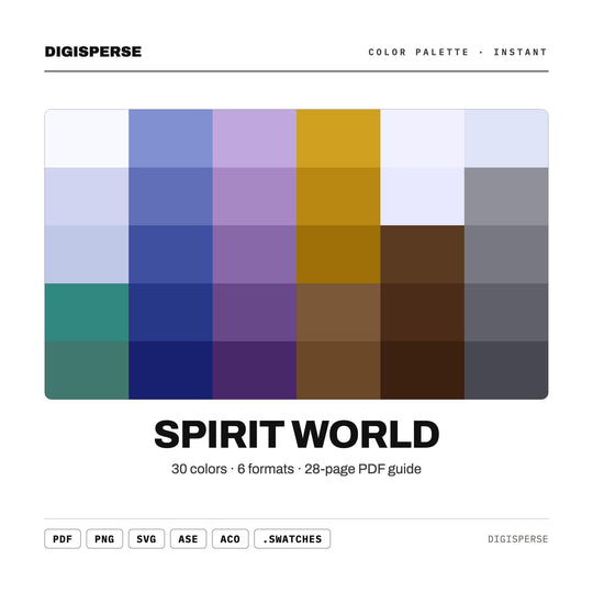 Spirit World Color Palette | 30 Colors | Hex RGB CMYK | Color Guide | Procreate Swatches + ASE | Digital Download