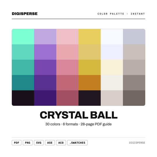 Crystal Ball Color Palette | 30 Mystical Colors, Hex RGB CMYK (Digital Download)