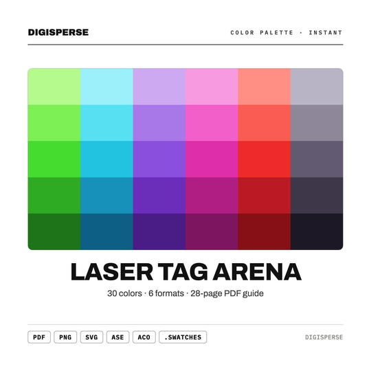 Laser Tag Arena Color Palette | 30 Colors | Hex RGB CMYK | Procreate Swatches + ASE | Digital Download