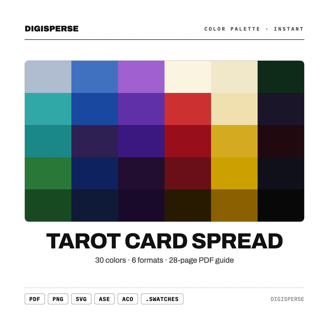 Tarot Card Spread Color Palette | 30 Mystical Colors (Digital Download)
