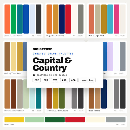 Federal Blue Color Scheme Pack, 10 Capital and Country Palettes for Government Branding, Law Office Decor and Political Design