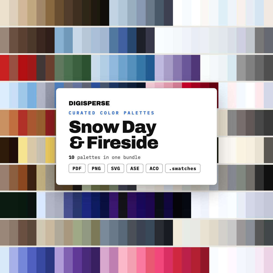 Winter Color Scheme Collection, 10 Snow Day and Fireside Palettes for Cozy Cabin Decor, Ski Lodge Branding and Hygge Design
