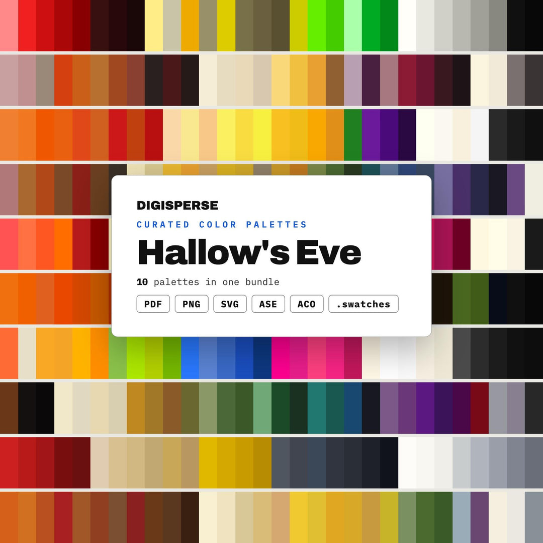 Halloween Color Palette Collection, 10 Hallows Eve Spooky Schemes for Party Invites, Trick or Treat Decor and Gothic Craft Design