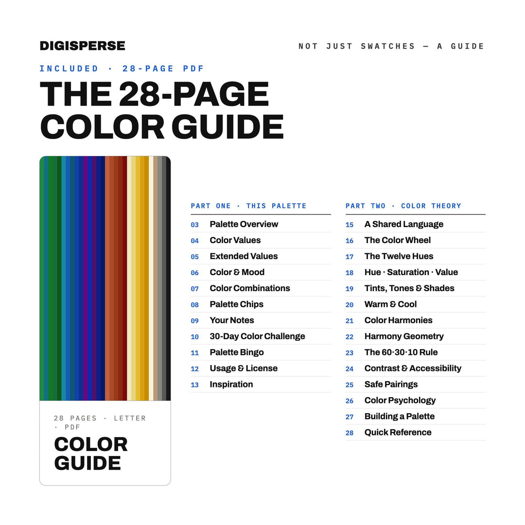 Mosaic Tiles Color Palette | 30 Colors, Hex, RGB, CMYK (Digital Download)