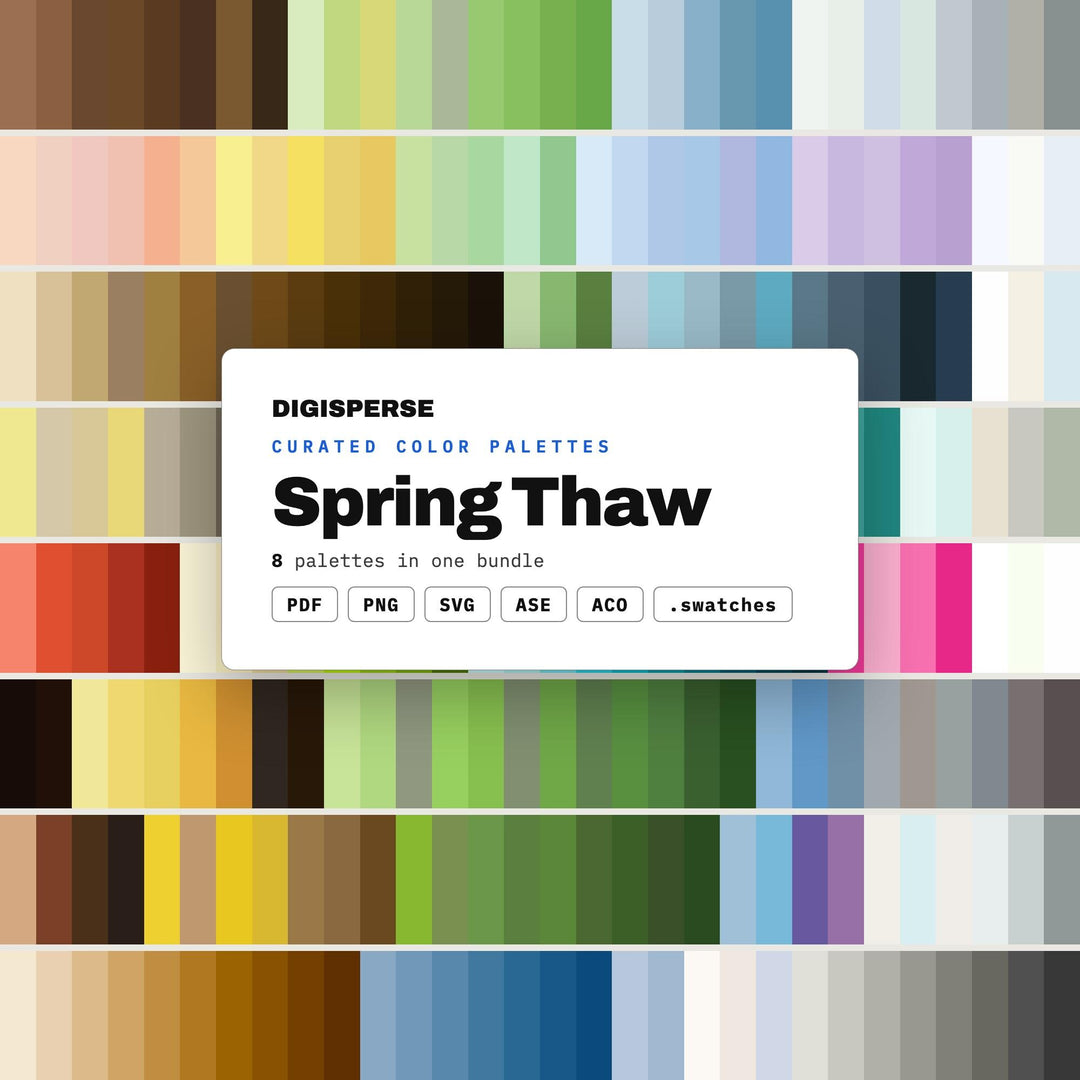 Early Spring Color Scheme Pack, 8 Thaw and Melt Palettes for Nature Journals, Fresh Season Branding and Rainy Day Craft Projects