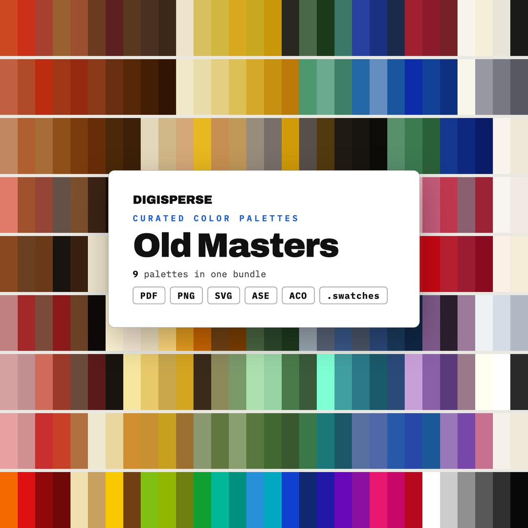 Renaissance Color Palette Kit, 9 Old Master Schemes for Fine Art Studies, Classical Decor and Gallery Exhibition Design